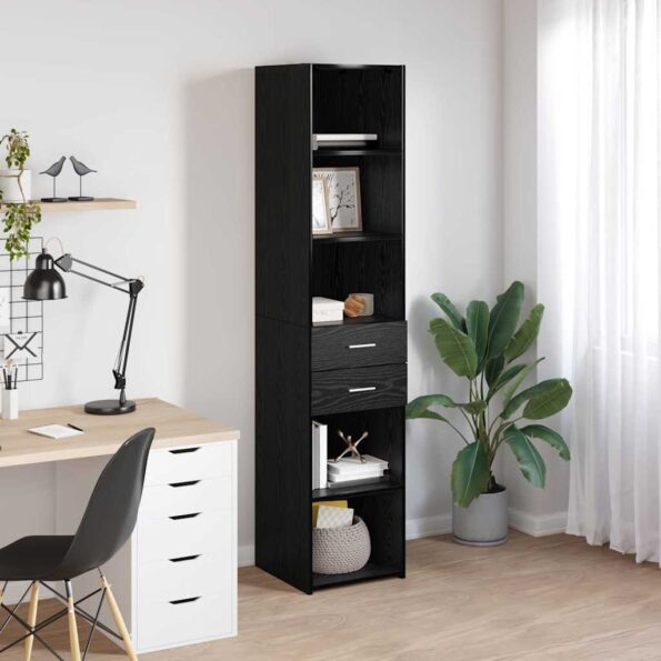 vidaXL Highboard Čierny dub 40 x 42,5 x 185 cm Kompozitné drevo – Obrázok 4