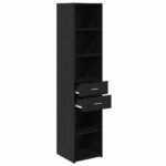 vidaXL Highboard Čierny dub 40 x 42,5 x 185 cm Kompozitné drevo – Obrázok 5