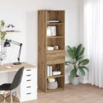 vidaXL Highboard Remeselný dub 45 x 42,5 x 185 cm Kompozitné drevo – Obrázok 4