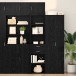 vidaXL Highboard Čierny dub 45 x 42,5 x 185 cm Kompozitné drevo