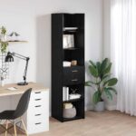 vidaXL Highboard Čierny dub 45 x 42,5 x 185 cm Kompozitné drevo – Obrázok 4