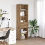 vidaXL Highboard Remeselný dub 50 x 42,5 x 185 cm Kompozitné drevo – Obrázok 4