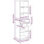 vidaXL Highboard Čierny dub 50 x 42,5 x 185 cm Kompozitné drevo – Obrázok 13