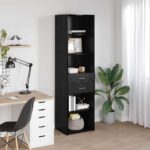 vidaXL Highboard Čierny dub 50 x 42,5 x 185 cm Kompozitné drevo – Obrázok 4
