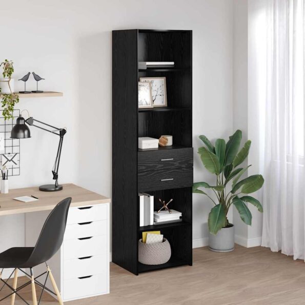 vidaXL Highboard Čierny dub 50 x 42,5 x 185 cm Kompozitné drevo – Obrázok 4