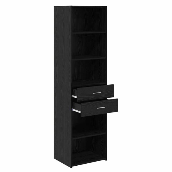 vidaXL Highboard Čierny dub 50 x 42,5 x 185 cm Kompozitné drevo – Obrázok 5