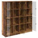vidaXL Highboard 2 pcs Staré drevo 136 x 37 x 142 cm Kompozitné drevo – Obrázok 5