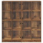 vidaXL Highboard 2 pcs Staré drevo 136 x 37 x 142 cm Kompozitné drevo – Obrázok 6