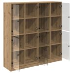 vidaXL Highboard 2 pcs Remeselný dub 136 x 37 x 142 cm – Obrázok 5