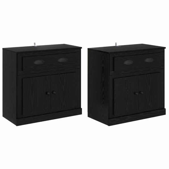 vidaXL Komody 2 pcs Čierny dub 70 x 35,5 x 67,5 cm Kompozitné drevo – Obrázok 2