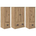 vidaXL Highboard so zásuvkou 3 pcs Remeselný dub Kompozitné drevo – Obrázok 2
