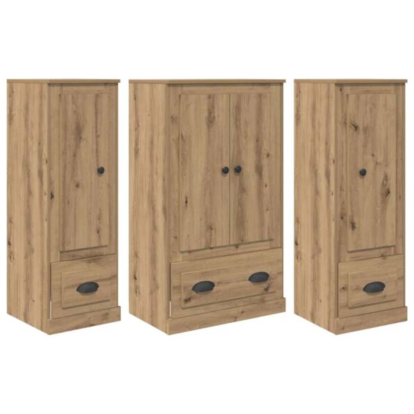 vidaXL Highboard so zásuvkou 3 pcs Remeselný dub Kompozitné drevo – Obrázok 2