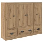 vidaXL Highboard so zásuvkou 3 pcs Remeselný dub Kompozitné drevo – Obrázok 5