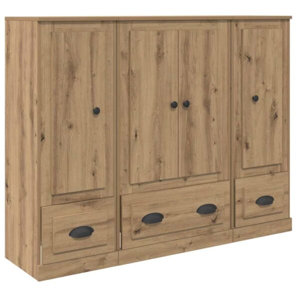 vidaXL Highboard so zásuvkou 3 pcs Remeselný dub Kompozitné drevo – Obrázok 5
