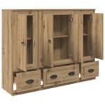 vidaXL Highboard so zásuvkou 3 pcs Remeselný dub Kompozitné drevo – Obrázok 6