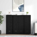 vidaXL Highboard so zásuvkou 3 pcs Čierny dub Kompozitné drevo