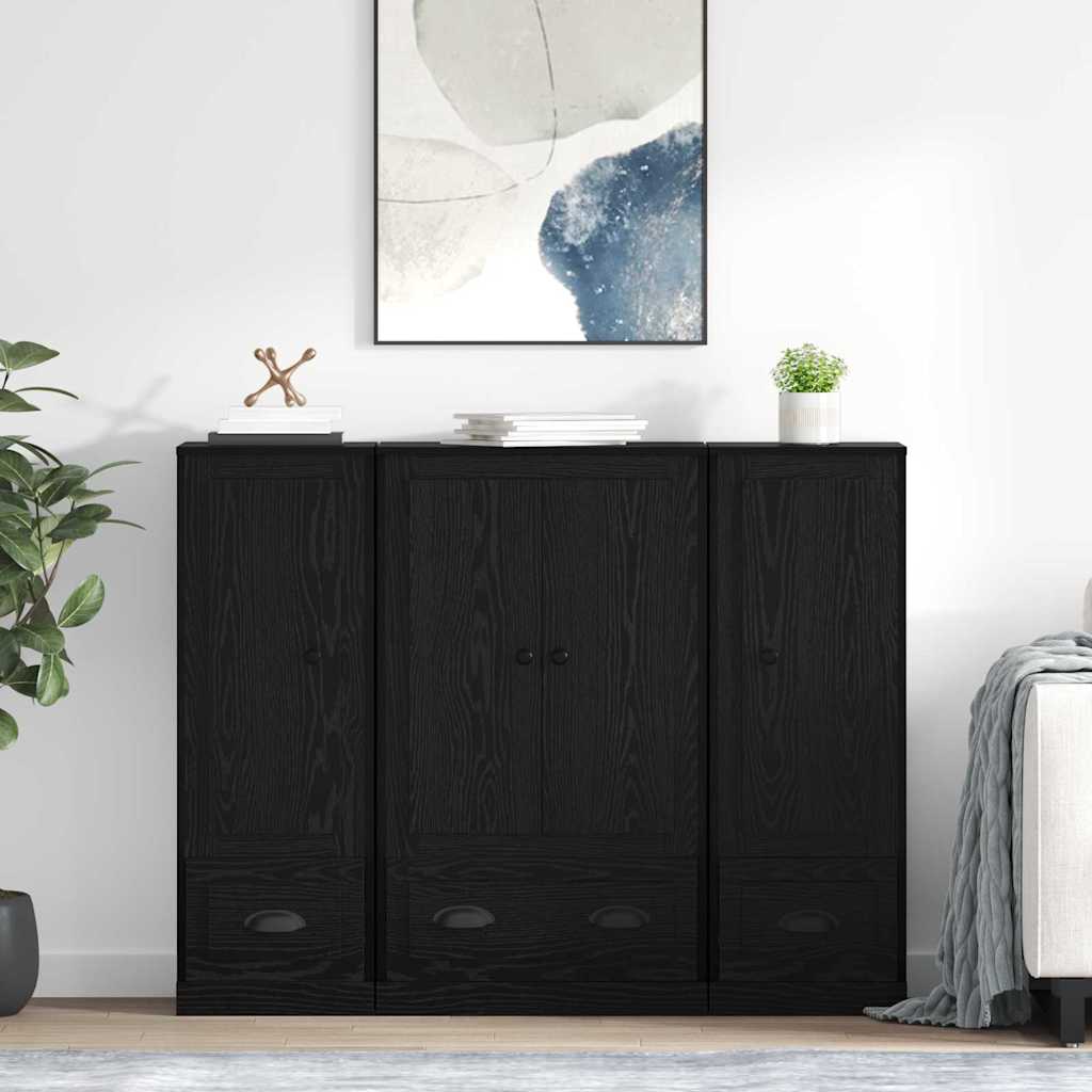 3402673_1.jpg vidaXL Highboard so zásuvkou 3 pcs Čierny dub Kompozitné drevo – Obrázok 1