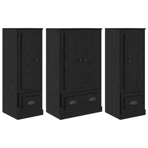 vidaXL Highboard so zásuvkou 3 pcs Čierny dub Kompozitné drevo – Obrázok 2