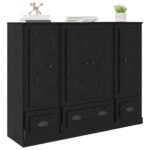 vidaXL Highboard so zásuvkou 3 pcs Čierny dub Kompozitné drevo – Obrázok 3