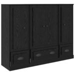 vidaXL Highboard so zásuvkou 3 pcs Čierny dub Kompozitné drevo – Obrázok 5