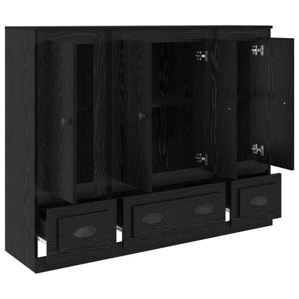 vidaXL Highboard so zásuvkou 3 pcs Čierny dub Kompozitné drevo – Obrázok 6