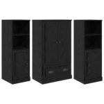 vidaXL Highboard so zásuvkou 3 pcs Čierny dub Kompozitné drevo – Obrázok 2