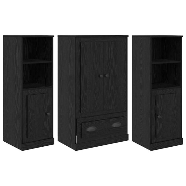 vidaXL Highboard so zásuvkou 3 pcs Čierny dub Kompozitné drevo – Obrázok 2