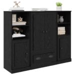 vidaXL Highboard so zásuvkou 3 pcs Čierny dub Kompozitné drevo – Obrázok 3