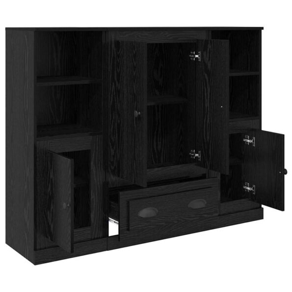 vidaXL Highboard so zásuvkou 3 pcs Čierny dub Kompozitné drevo – Obrázok 6