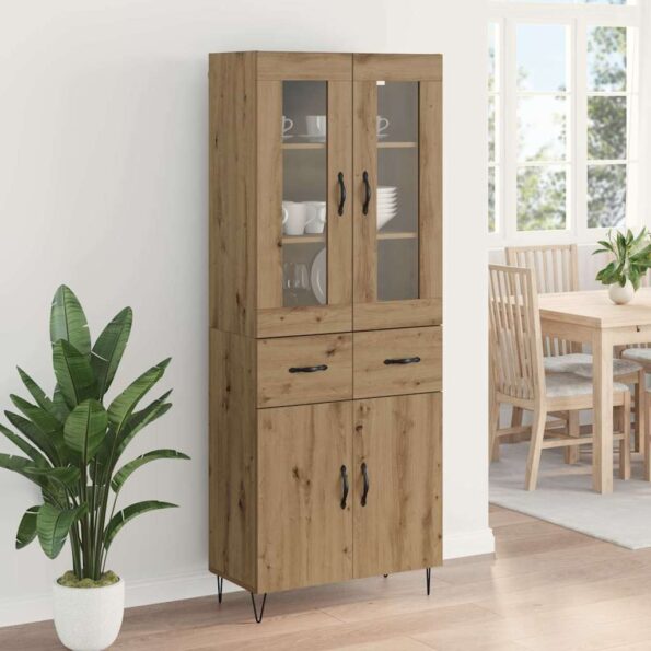 vidaXL Highboard Remeselný dub 69,5 x 34 x 90 cm Kompozitné drevo – Obrázok 4