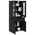 vidaXL Highboard Čierny dub 69,5 x 34 x 90 cm Kompozitné drevo – Obrázok 3