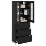vidaXL Highboard Čierny dub 69,5 x 34 x 90 cm Kompozitné drevo – Obrázok 3