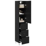 vidaXL Highboard Čierny dub 34,5 x 34 x 90 cm Kompozitné drevo – Obrázok 3