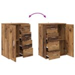 vidaXL Komody so zásuvkou Corona 2 pcs Staré drevo 59 x 39 x 80 cm – Obrázok 13