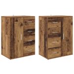 vidaXL Komody so zásuvkou Corona 2 pcs Staré drevo 59 x 39 x 80 cm – Obrázok 2