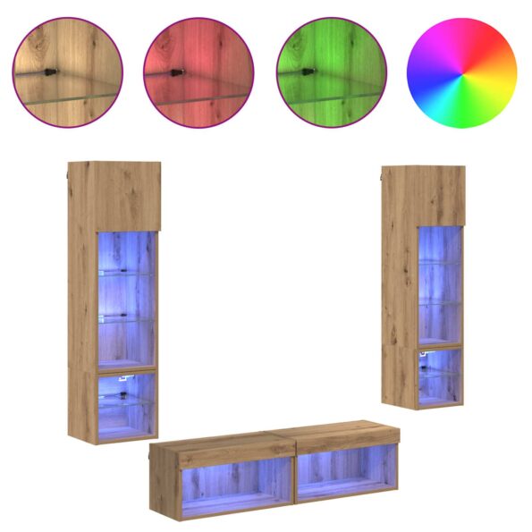 vidaXL Stenná jednotka pre TV 6 pcs Remeselný dub Kompozitné drevo – Obrázok 4
