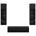 vidaXL Stenná jednotka pre TV 6 pcs Čierny dub Kompozitné drevo – Obrázok 10