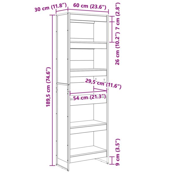 vidaXL Knižnica 2 pcs Remeselnícky dub 60 x 30 x 189,5 cm – Obrázok 11
