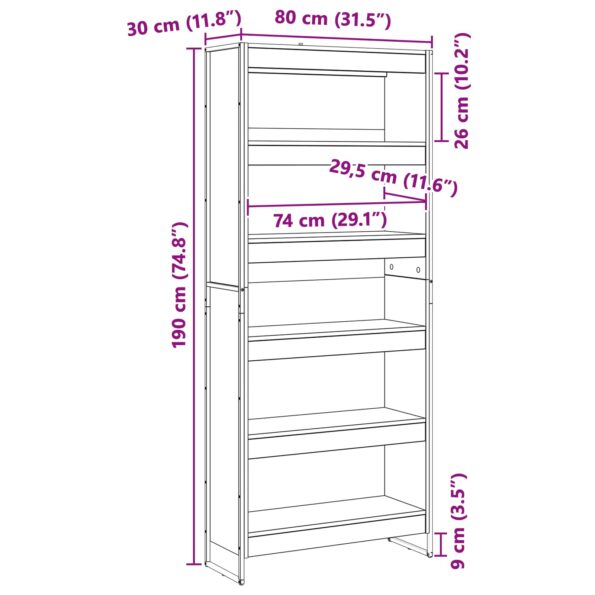 vidaXL Knižnica 2 pcs Remeselnícky dub 80 x 30 x 189,5 cm – Obrázok 11