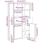 vidaXL Servírovacia skriňa 2 pcs Dymová dub 81 x 36 x 150.5 cm – Obrázok 12