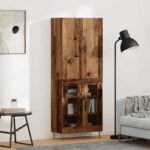 vidaXL Highboard 2 pcs Staré drevo Konštrukčné drevo a sklo