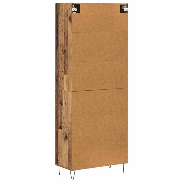 vidaXL Highboard 2 pcs Staré drevo Konštrukčné drevo a sklo – Obrázok 10