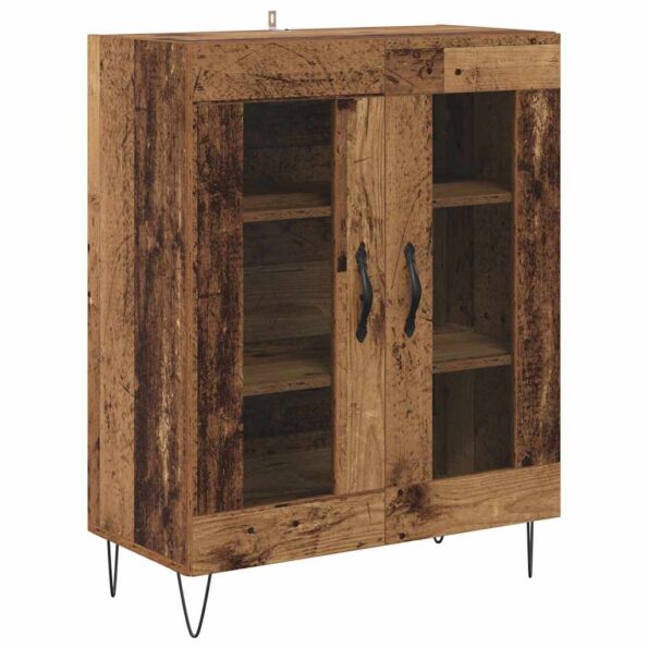 vidaXL Highboard 2 pcs Staré drevo Konštrukčné drevo a sklo – Obrázok 6