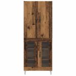 vidaXL Highboard 2 pcs Staré drevo Konštrukčné drevo a sklo – Obrázok 8