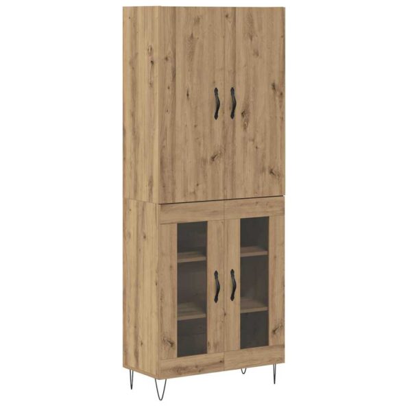 vidaXL Highboard 2 pcs Remeselný dub Konštrukčné drevo a sklo – Obrázok 2