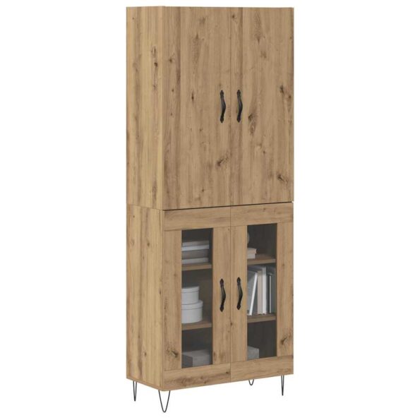 vidaXL Highboard 2 pcs Remeselný dub Konštrukčné drevo a sklo – Obrázok 3
