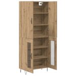 vidaXL Highboard 2 pcs Remeselný dub Konštrukčné drevo a sklo – Obrázok 7