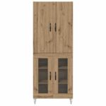 vidaXL Highboard 2 pcs Remeselný dub Konštrukčné drevo a sklo – Obrázok 8