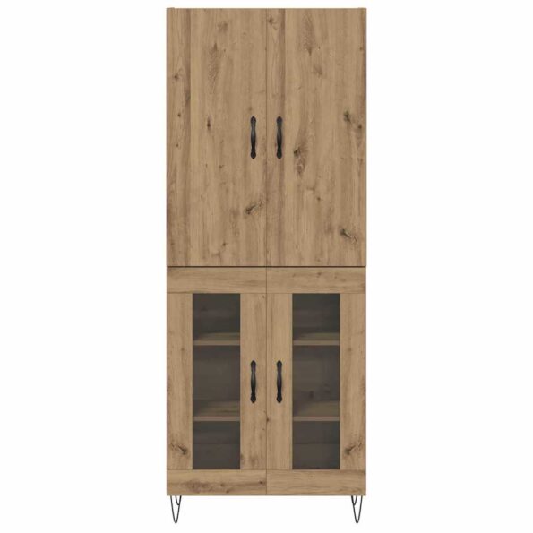 vidaXL Highboard 2 pcs Remeselný dub Konštrukčné drevo a sklo – Obrázok 8