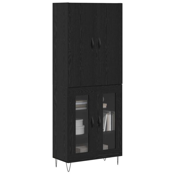 vidaXL Highboard 2 pcs Čierny dub Konštrukčné drevo a sklo – Obrázok 3